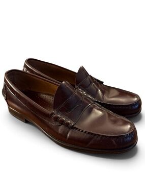 VTG L.L.Bean Men’s 10EE Wide Leather Penny Loafers Burgundy Moc Toe El Salvador